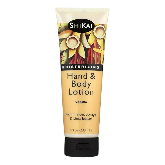 ShiKai Hand & Body Lotion (Vanilla, 8oz) | Daily Moisturizing Skincare for Dry and Cracked Hands | With Aloe Vera & Vitamin E