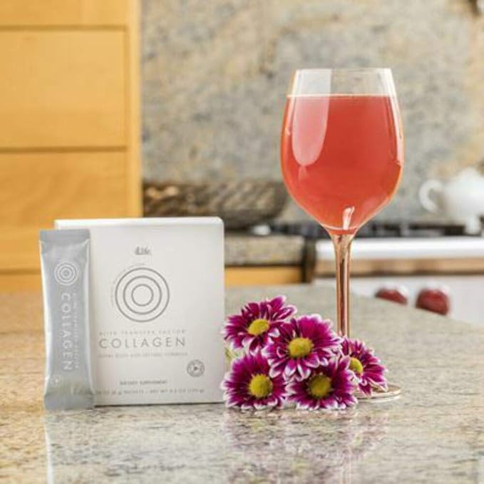 4Life Transfer Factor Collagen - Formula with Vitamins and 5 Types of Collagen - Hair, Skin, and Nail Support - 15 Packets