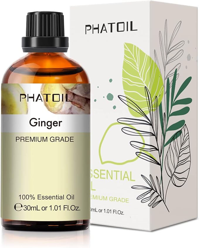Ginger Essential Oil, 1.01Fl.Oz (30ML) PHATOIL Pure Essential Oil Singles for Aromatherapy Diffusers, Humidifiers, Great for DIY Candle and Soap Making, Gift for Friend