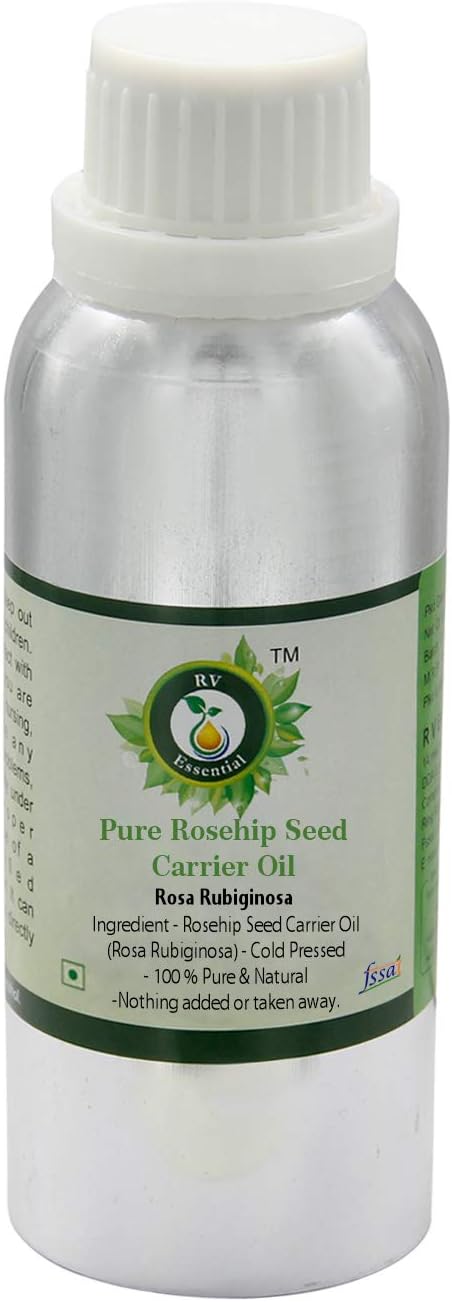 R V Essential Pure Rosehip Seed Carrier Oil 630ml (21oz)- Rosa Rubiginosa (100% Pure and Natural Cold Pressed)