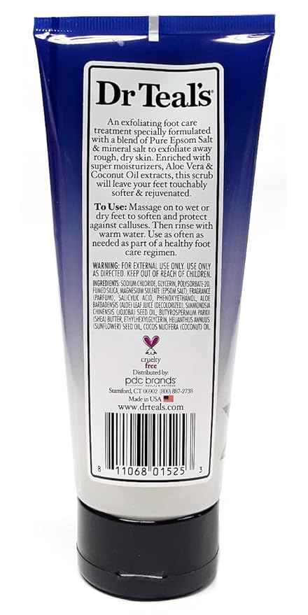 Dr. Teals Softening Remedy Coconut Oil Foot Scrub Gift Set (2 Pack, 6oz ea.) - Essential Coconut Oils & Aloe Vera Replenish and Moisturize Dry, Damaged Skin - Blended with Pure Epsom Salt