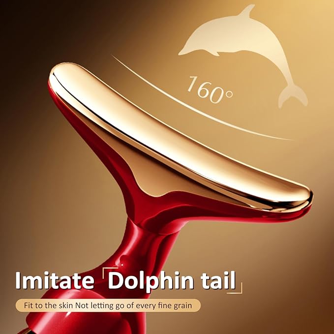 MMRH Firming Wrinkle Beauty Devicer for Facial/Neck/Eye, Multifunctional Vibration Massage Instrument, 3-in-1 Facial Skincare Instrument for Skin Care for Improve,Smooth and Tightening Skin (red)