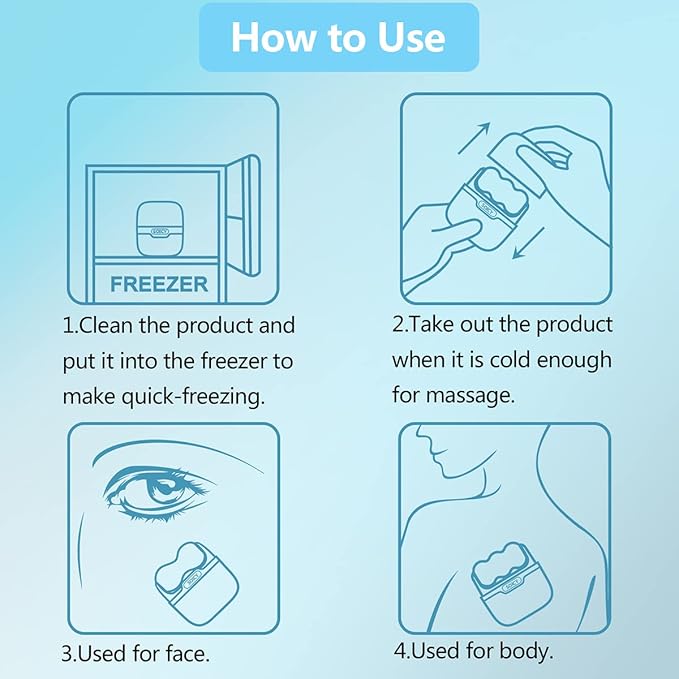 Ice Roller Double Ended, Ice Roller for Face & Eye Puffiness Relief, Ice Face Roller Massager for Migraine Pain, 2 in 1 Facial Ice Roller Skin Care Tool for Whole Body Minor Injury Cold Compress