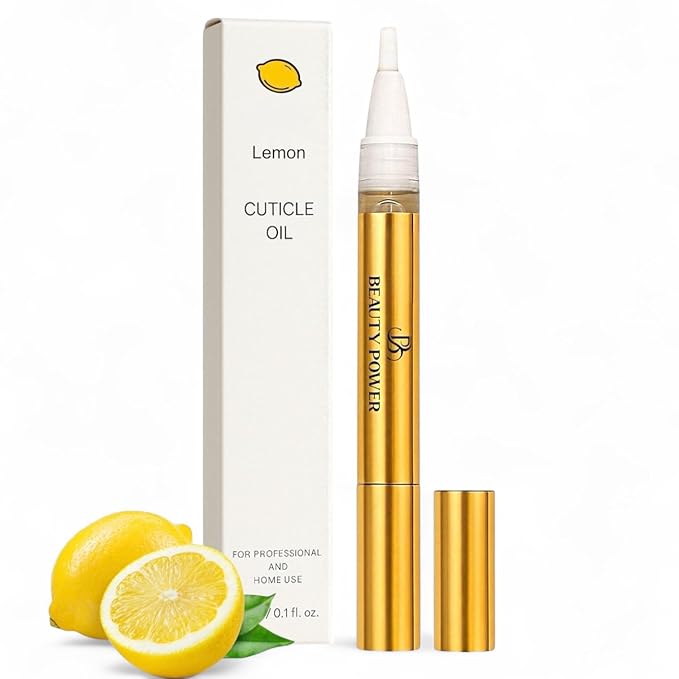 Nail Oil Cuticle Pen - Lemon - Nail Strengthener & Growth Serum with Vitamin A, D, E, B5, Grapeseed & Natural Oils - Repair for Brittle, Peeling, Thin Nails - Twist Brush Pen