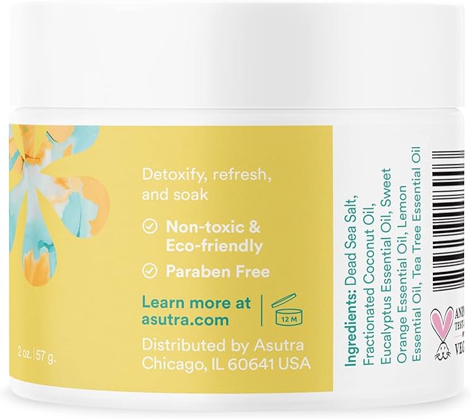 ASUTRA Dead Sea Bath Salts (3 Scent Mini Sampler), 2 oz Each - Soak in Rich & Vital Healing Minerals - Travel Sized Jars for On-The-Go Relaxation