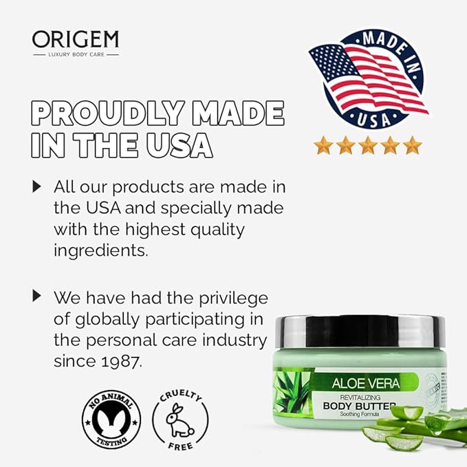 ORIGEM Body Butter for Dry Skin – Ultra-Nourishing & Hydrating Cream with Aloe Vera, Argan Oil, Shea Butter & Honey – Moisturizer for Soft, Smooth Skin – 8 Oz