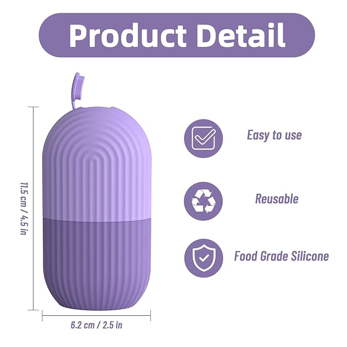 Ice Roller for Face and Eye,Upgraded Ice Face Roller,Facial Beauty Ice Roller Skin Care Tools, Ice Facial Cube, Ice Holder Mold Face Puffiness Relief Massage Skin Care Tools (Purple)