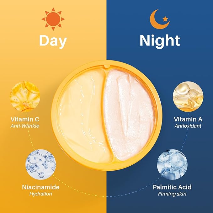 Day & Night Cream Combo，Anti-Wrinkle Hydrating Face Cream with Vitamin C + Firming Renewal Night Cream with Vitamin A，Universal 2-in-1 Formula for All Skin Types, 3.4 Oz