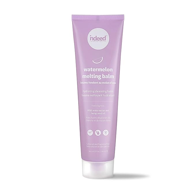 Indeed Laboratories Watermelon Melting Balm: 3.4 fl.oz. / 100ml, Hydrating Cleansing Balm removes makeup and dirt For Bright Glowy Skin, formulated with Watermelon Seed Oil.