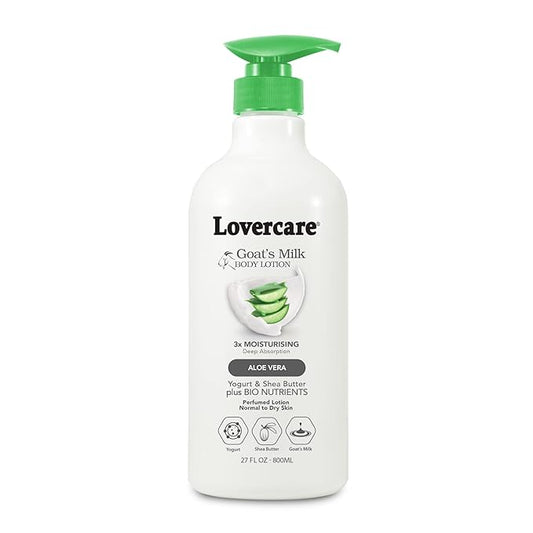 Lovercare Goat Milk Body Lotion for Dry Skin Aloe Vera 27.05 oz (800ml) - Single…