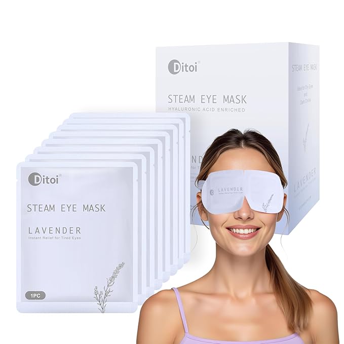 Disposable Hyaluronic Acid Eye Masks for Sleep & Relaxation, Heated Steam Eye Masks for Spa & Travel,Relieving Dry Eyes, Dark Circles & Puffiness,Gifts for Women,Lavender 10 Packs