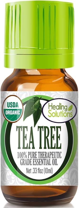 Healing Solutions Tea Tree Essential Oil 0.33 oz (10ml) – Organic, Undiluted, Pure Tea Tree Essential Oil for Skin, Face - Therapeutic Grade