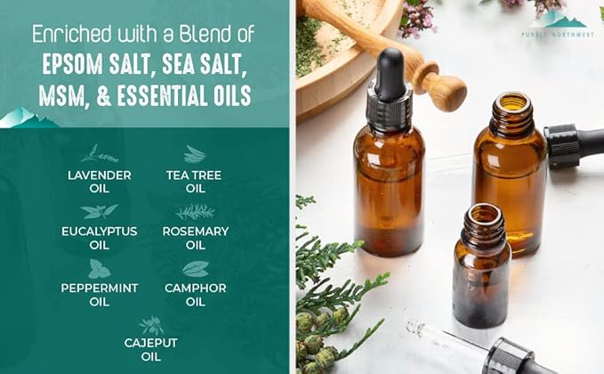 Natural Tea Tree Oil Foot Soak-Made in the USA for Ingrown Toenails, Athletes Foot Burning & Itching-Stubborn Foot Odor & Softens Callouses-Purely Northwest-2 LB