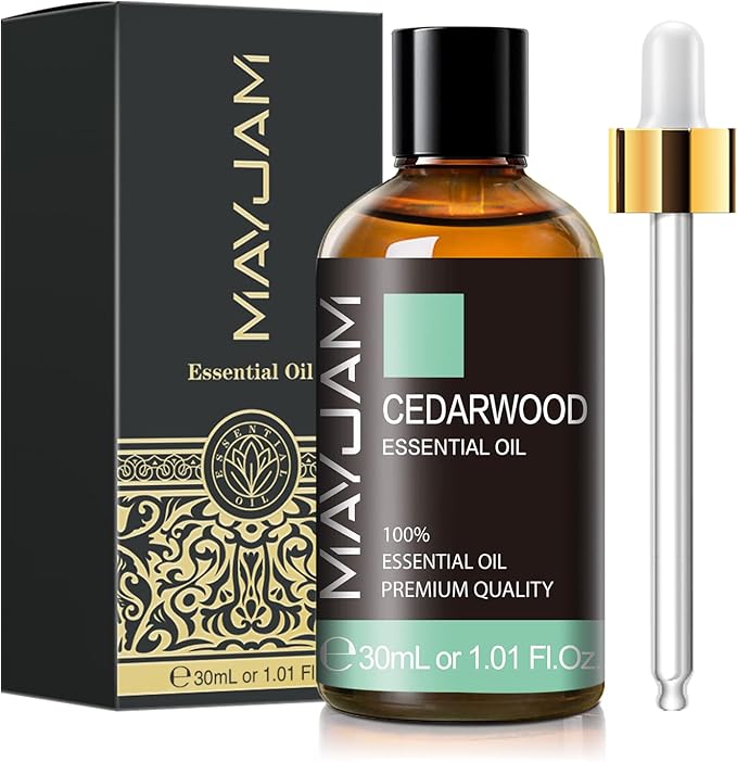 Cedarwood Essential Oil 1.01fl.oz/30ML, MAYJAM Premium Cedarwood Oil for Massage, Diffuser, Candle Making, DIY Soap, Long Lasting Scents