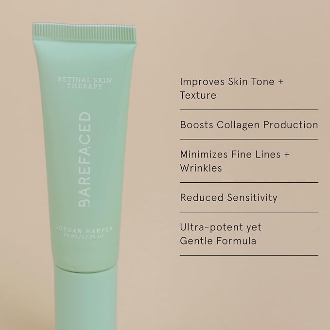 Barefaced Retinal Skin Therapy 30ml - Retinaldehyde & Bakuchiol Serum for Firming, Reducing Fine Lines & Wrinkles, Improving Skin Tone & Texture w/ Shea Butter, Jojoba Oil & Argan Oil