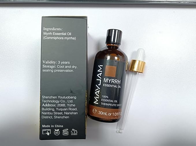 Myrrh Essential Oil, MAYJAM 30ML Pure Myrrh Oil for Diffuser, Yoga, Bedroom, Bathroom, Household & Car Use(1.01oz)