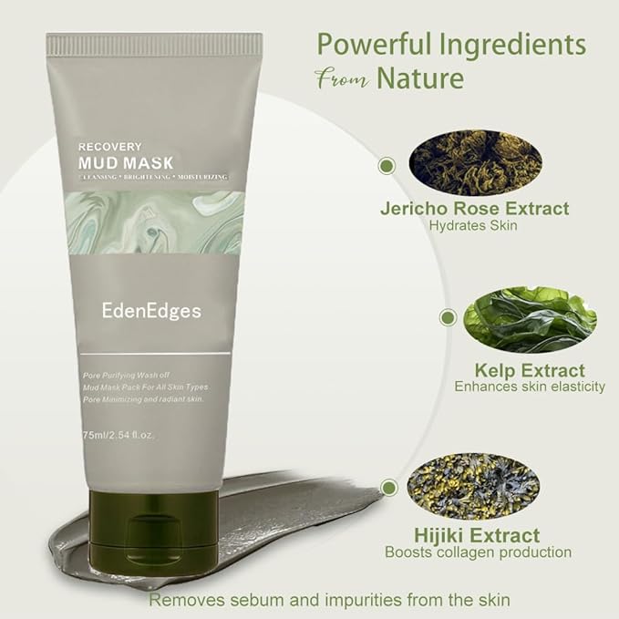 Relief Mud Face and Body Mask, Deep Pore Cleanser, Hydrating and Moisturizing, 91.8% Nature-Derived Ingredients