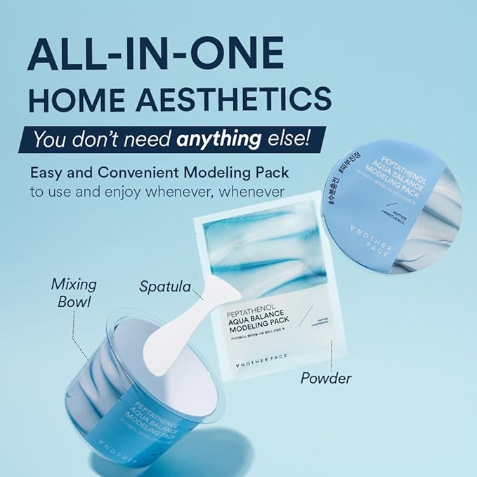 ANOTHERFACE PEPTATHENOL™ Aqua Balance Modeling Pack, Deep Hydrating & Cooling Jelly Mask, Intensive Calming & Soothing, Smooth Skin Texture, Home Spa Kit, Korean Skin Care, 4 cups in 1 Pack, Vegan