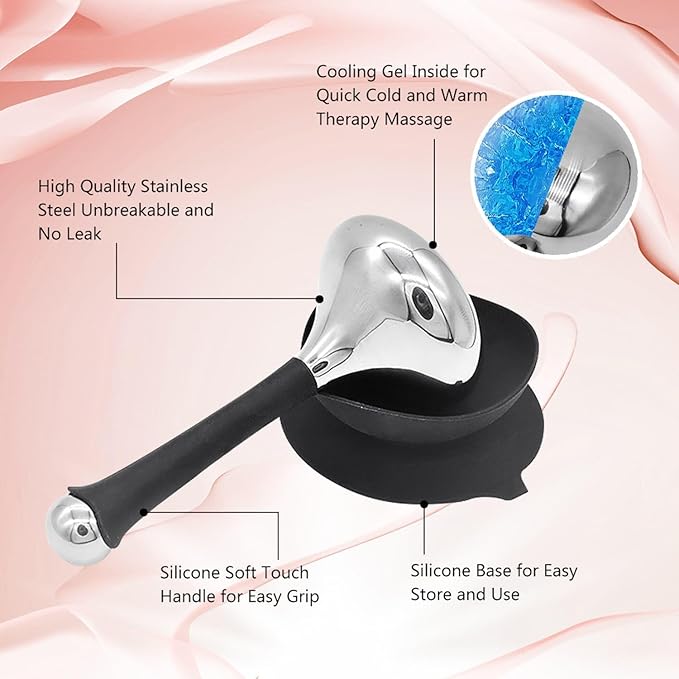 Ice Roller for Face and Eye Facial Massage Tool, Metal Cold Roller for Face Cryotherapy, Cryo Sticks for Puffiness and Pain Relief