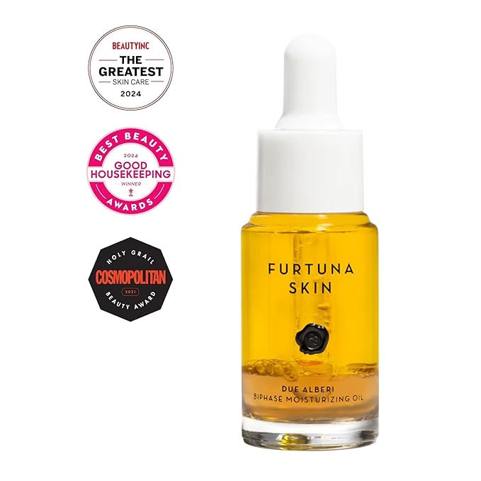 Furtuna Skin Biphase Moisturizing Oil - Hydrating, Plumping & Protecting Face, Neck, and Decollete Oil, Vegan & Cruelty-Free, Organic Olive Oil-Infused