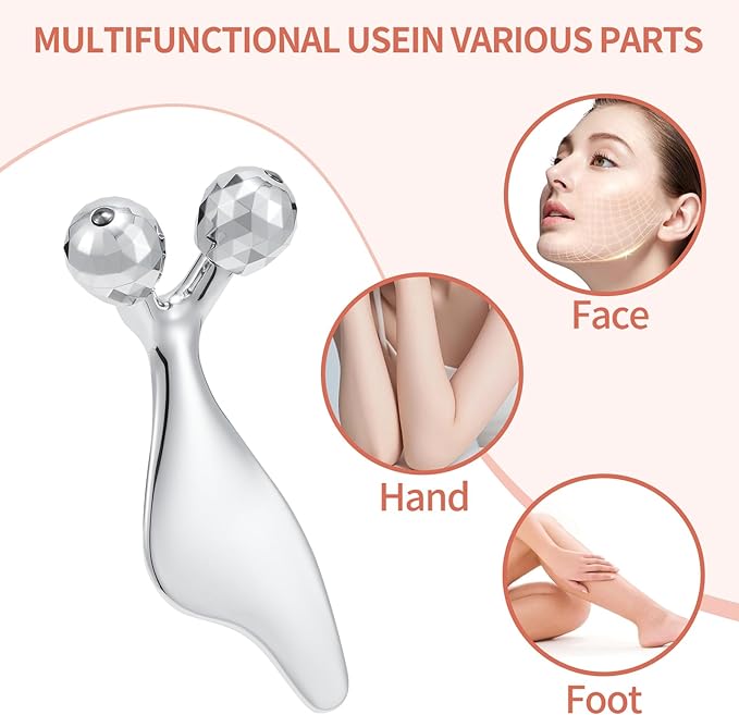 3D Metal Facial Roller Massager- Improves Complexion & Remove Eye Wrinkles, Face Massage Tool - Skin Tightening & Toning, Gua ShaTool-Tightens & Tones Skin Appearance.