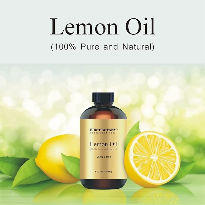 First Botany, 100% Pure Lemon Oil - Premium Lemon Essential Oil for Aromatherapy, Massage, Topical & Household Uses - 1 fl oz