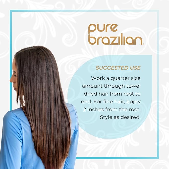 Pure Brazilian Anti-Frizz Daily Leave-In Serum, Strengthening Hair Treatment to Fortify & Protect from Heat & UVA/UVB, 13.5 Ounce (400 Milliliter)