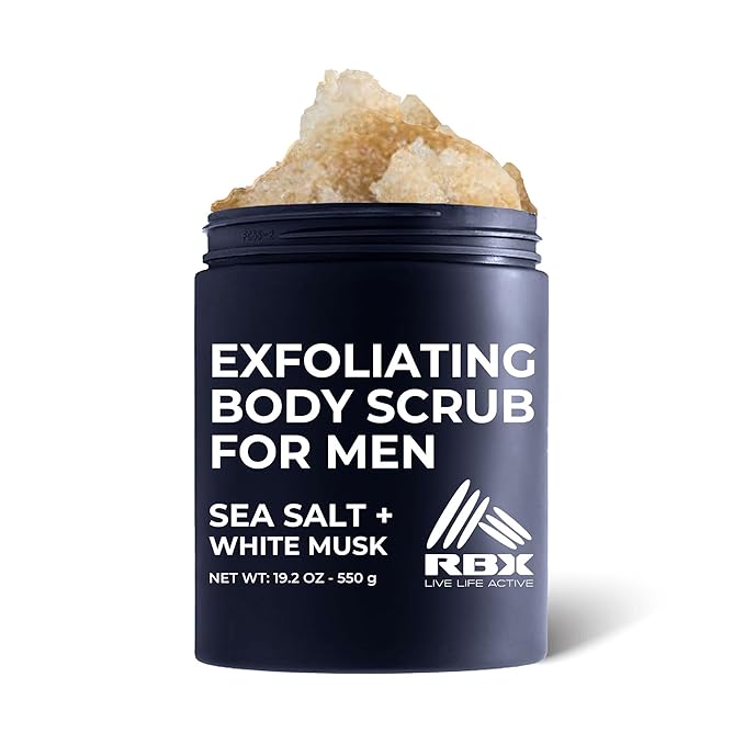 RBX Exfoliating Body Scrub For Men with Shea Butter Vitamin A and C, Moisturizing Hydrating Body Scrub for Healthy Skin