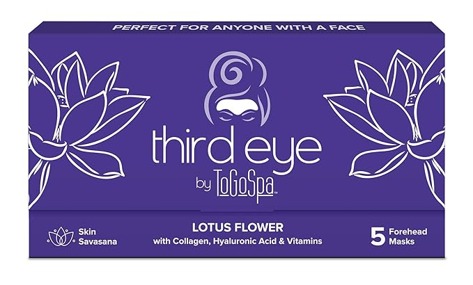 ToGoSpa, Third Eye Lotus Flower Eye Mask, Hyaluronic Acid Face Mask, Enriched With Lotus Flower, Encourages Strong And Healthy Looking Skin, Pack Of 5