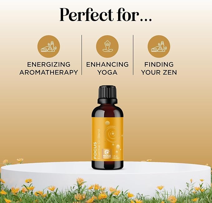 Focus Essential Oil Blend for Diffusers - Citrus and Mint Essential Oils Blend for Energy Focus and Attention Support - Essential Oil for Focus with Aromatherapy Oils for Diffusers and Humidifiers