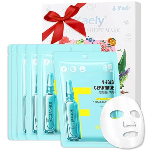 Face Sheet Mask Skincare,Hydrating Spa Face Mask For Sensitive Skin,Moisturize,Nourish for All Skin Types,Natural Skin Care Spa Face Mask for Women Men Girls,Pack of 6