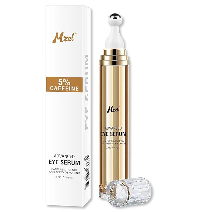 Advanced Caffeine Eye Serum 5% Eye Bag Reducer Under Eye Treatment for Dark Circles and Puffiness Eye Care Caffeine Solution Serum with 360° Massage Ball Reduce Eye Bags 0.5 fl oz