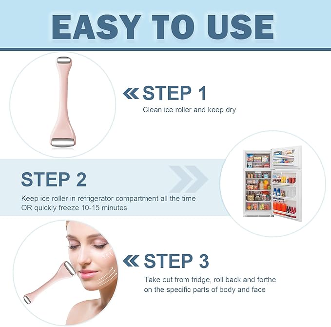 Mini Eye Ice Roller for Eye Puffiness, Facial Ice Roller and Mini Eye Roller 2 In 1, Eye Massager for Migraine Relief, Tighten Pores, Pain Relief, Reduce Wrinkle Puffy