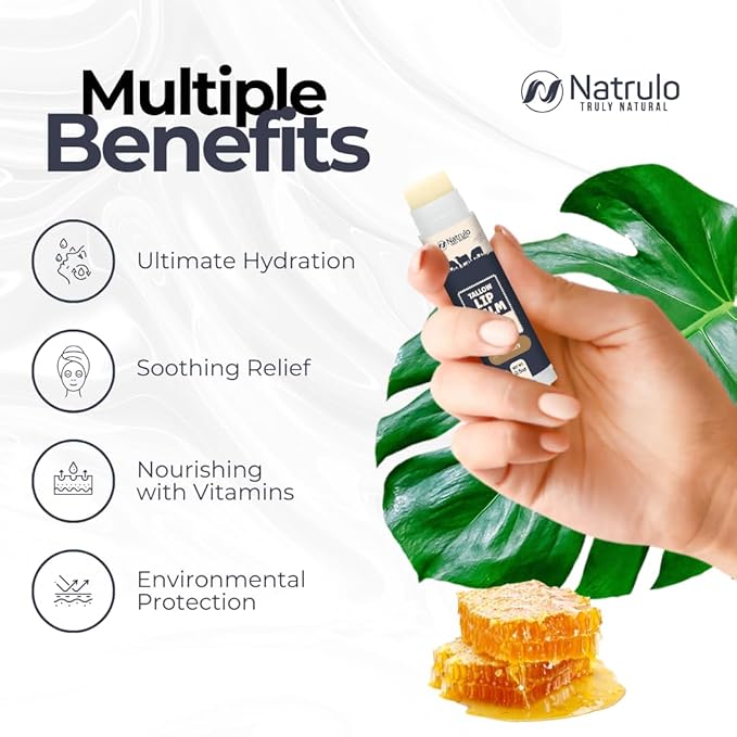 Beef Tallow Lip Balm – Natural Tallow Beeswax Chapstick – Hydrating Moisturizer Grass Fed Bison Tallow Balm Lip Care – Soothes Chapped Dry Lips, Sensitive Skin – Long Lasting Vitamin Rich USA-Made 3Pk