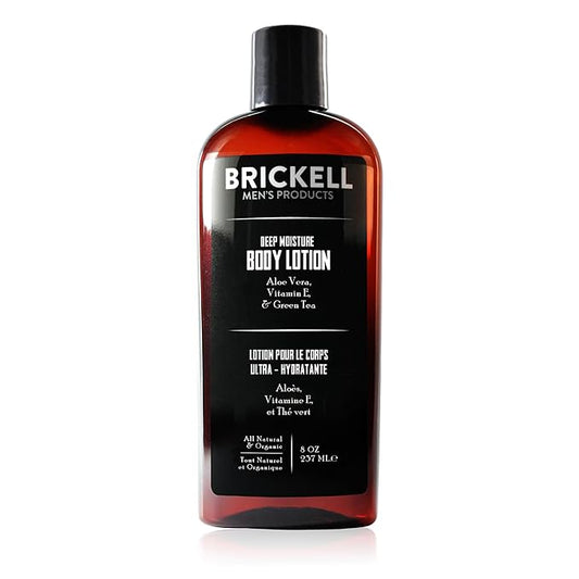 Brickell Men's Deep Moisture Body Lotion for Men, Natural and Organic Protects and Hydrates Dry Skin, 8 Ounce, Scented