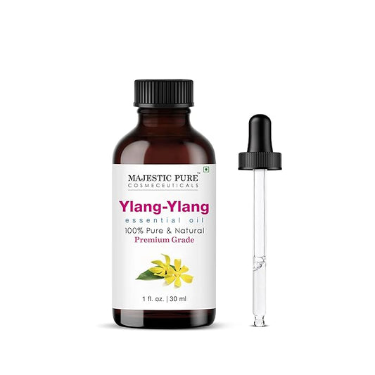 MAJESTIC PURE Ylang Ylang Essential Oil | 100% Pure and Natural Ylang Ylang Oil | Premium Grade Essential Oils for Hair Care, Home Diffusers, Skin, Aromatherapy, Massage and Humidifiers | 1 Fl Oz