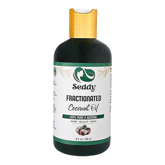 Seddy MCT Fractionated Coconut Oil - Unscented 100% Natural - Hexane Free - Premium Grade Daily Hydration Carrier Oil for Moisturizing Skin, Hair, and Body - 8 Fl. Oz