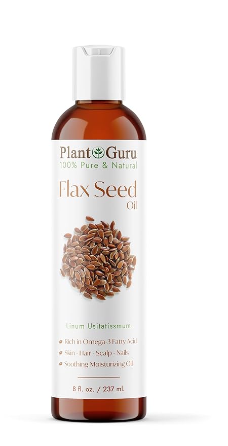 Flaxseed Oil 8 fl. oz. Unrefined Cold Pressed 100% Pure Natural Carrier For Skin, Face, Body Moisturizer, and Hair Growth.