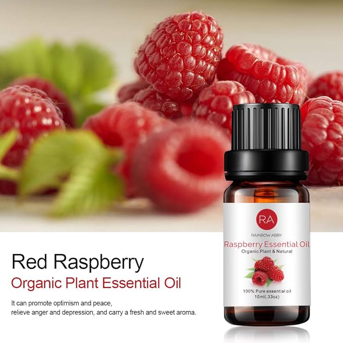 Raspberry Essential Oil, 100% Pure Organic Natural Aromatherapy Raspberry Oil for Diffuser, Massage, Yoga, Meditation, Bath, Skin Care (10ml)