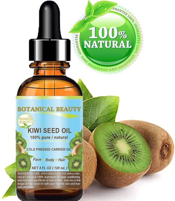 Botanical Beauty KIWI SEED OIL. 100% Pure Natural Undiluted Virgin Cold Pressed Carrier Oil 4 Fl.oz.- 120 ml for Face, Skin, Body, Hair, Nail Care