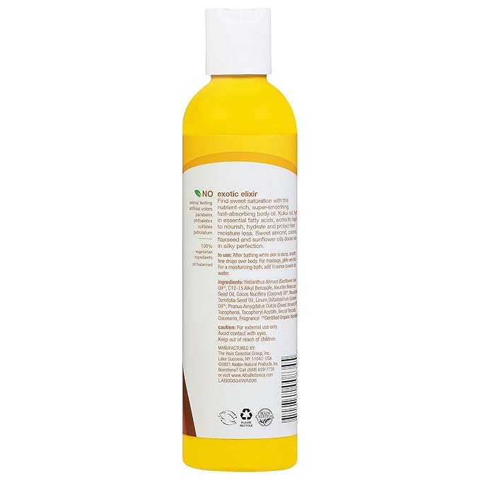 Alba Botanica Hawaiian Organic Body Oil - Kukui Nut - 8.5 Ounce (Pack of 2), 'Packaging may vary'