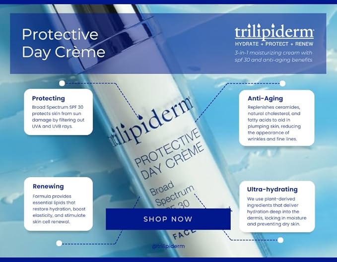 Trilipiderm Sightseer Bundle – Protective Day Cream Broad Spectrum SPF 30 and Rehydration Night Crème Set – Travel Size