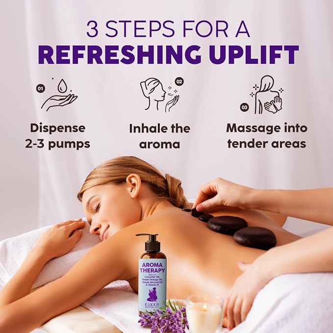 Kukka Aromatherapy Massage Oil for Massage Therapy - 6.76 Fl Oz - 100% Pure Natural - Lavender, Orange Aroma Therapy for Women & Man Body Oil - SPA & Relaxing Quality Moisturizing