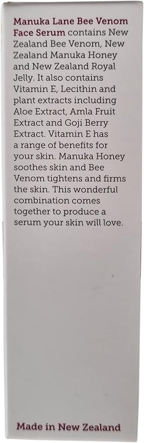 Bee Venom Face Serum for Face and Neck with Manuka Honey, Goji Extract and Vitamin E | Plant Based Formula | Carefully formulated to keep your skin young and healthy!