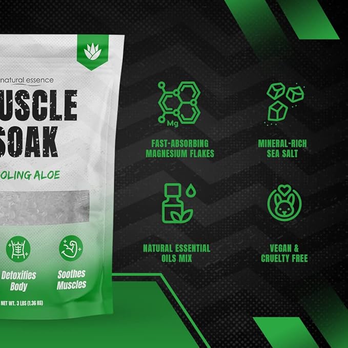 Natural Essence Cooling Aloe Muscle Soak Made with Premium and Natural Magnesium Flakes That Provides Wellness and Quality Effect Muscle Relief and Joint
