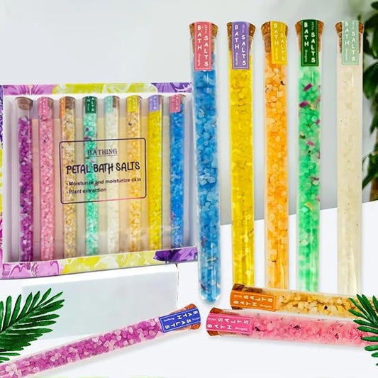 Relax Bath Salts- 8 Pack Epsom Salts for Soaking, Aromatherapy Bath Spa Set, Skin Softening, Muscle & Stress Relief, Exfoliating Dead Sea Salt, 1oz Each