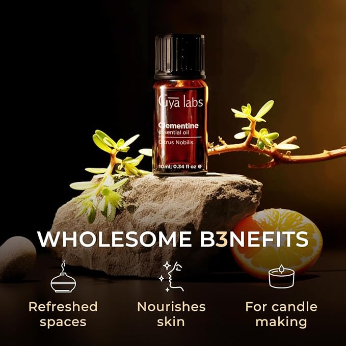 Gya Labs Clementine Essential Oil for Diffuser - 0.34 Fl Oz - 100% Pure Natural Clementine Oil for Dewy Skin, Massage, Candles Aromatherapy & Making Scent - Vitamin C