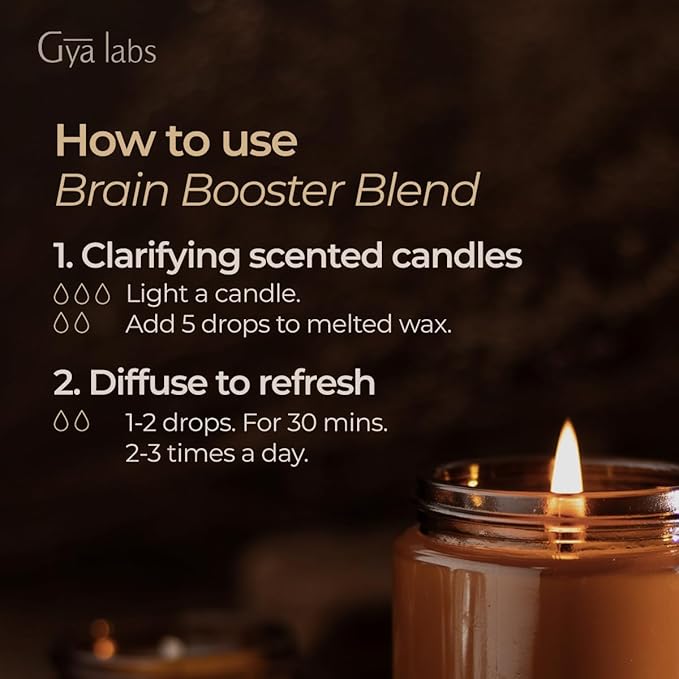 Gya Labs Brain Booster Essential Oil Blend - 100% Pure Natural, Grounding & Clarifying (0.34 Fl Oz)