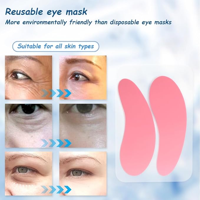 Reusable Eye Patches, 2 Pairs Eye Patches Reduces Wrinkles and Fine Lines Around the Eyes, Lifts and Firms the Skin Eye Care Comes with 1 Pair of Metal Eye Massage Sticks Eye Cream Applicator Tin Box