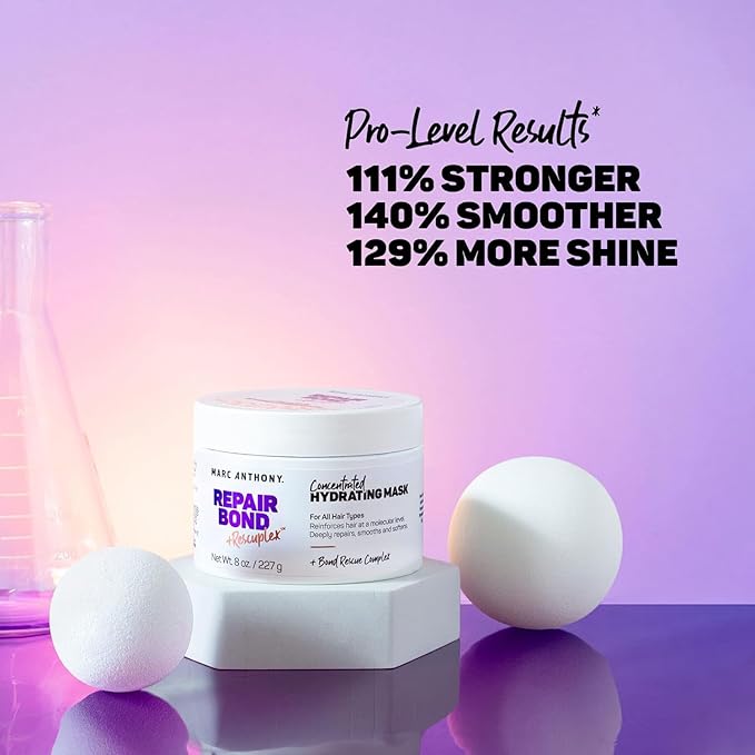 Marc Anthony Repairing Hair Mask, Repair Bond +Rescuplex - Repairs, Strengthens & Maintains Bonds within Hair - Eliminates Frizz, Flyaways & Reduce Breakage - Dry & Damaged Hair Professional Treatment